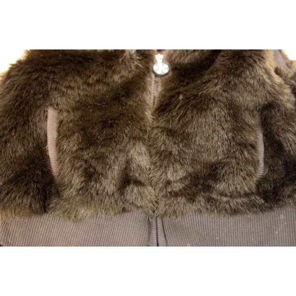 NWT 2008 Gymboree Winter Snowflake Brown Faux Fur Sleeves Jacket Vest Hood Zip S - Picture 11 of 11